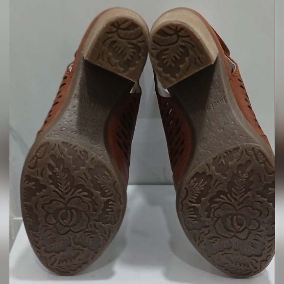 NWT 🔥 Joseph Seibel Leather Brown Peep-Toe Heeled Sandals Size 37 EU NEW IN BOX - Picture 9 of 16